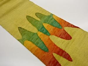 手織り紬抽象曲線模様織出し名古屋帯